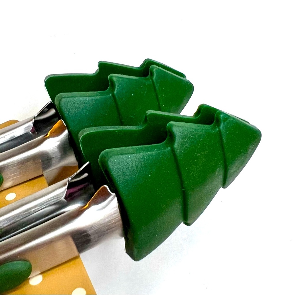 2 Silicone Green Christmas Tree Mini Tongs Holiday Party